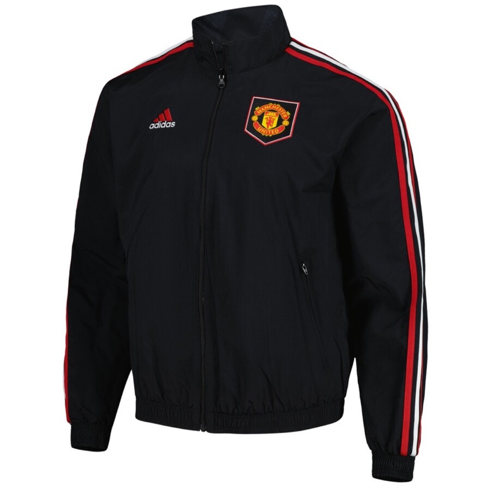 MANCHESTER UNITED x ADIDAS On Field Team Logo Anthem Reversible Zip Jacket NEW - Picture 2 of 13